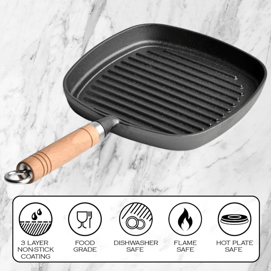 Non-Stick Cast Iron Grill Pan(22cm)