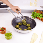 Multi-Purpose Honeycomb Stainless Steel Deep Frying Pan with Composite Lid (28 cm)