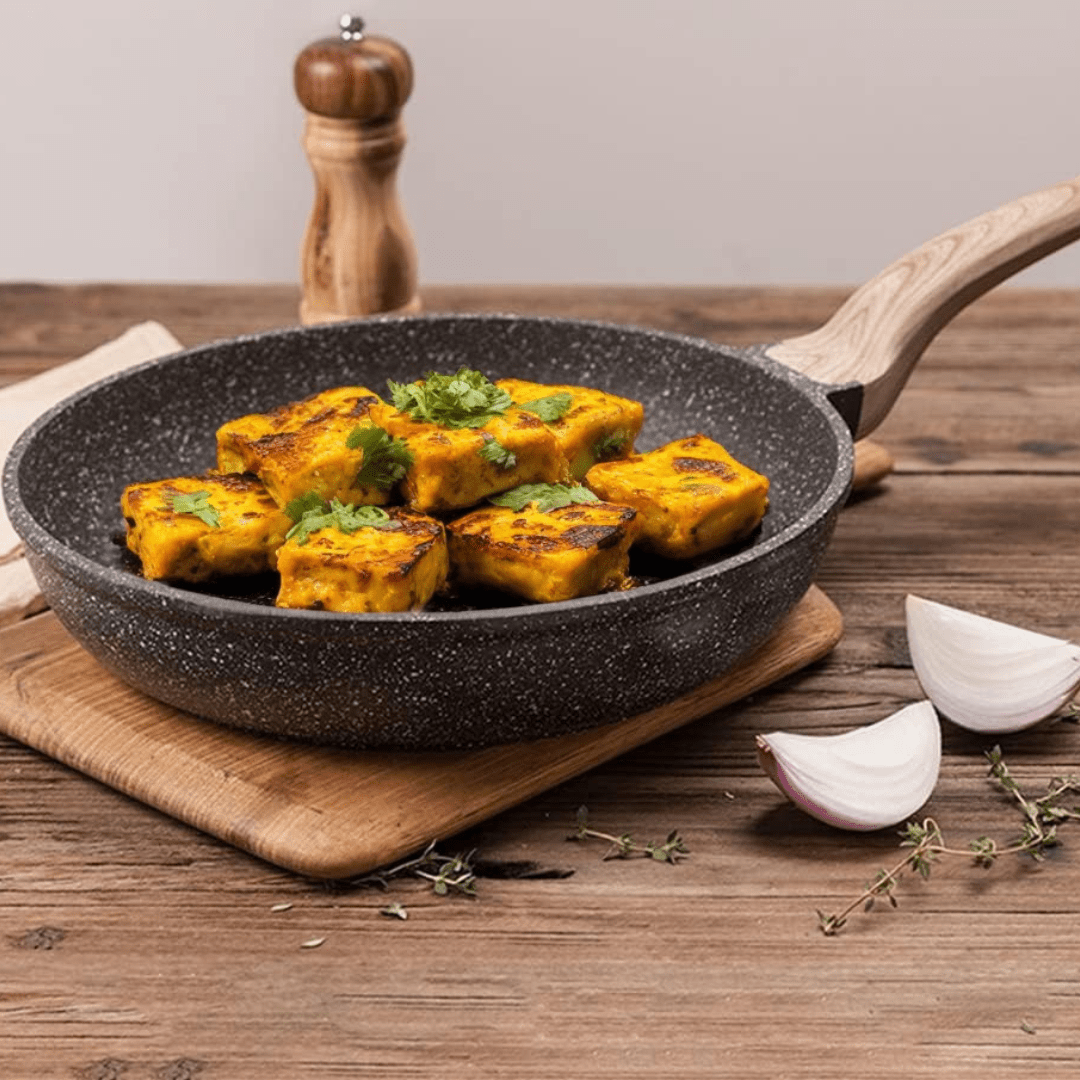 Maifan Stone Non-Stick Flat Bottom Frying Pan with Lid(28cm)