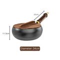 Multi-Purpose Cast Iron Cooking Pot with Wooden Handle (24cm)