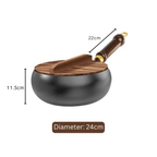 Multi-Purpose Cast Iron Cooking Pot with Wooden Handle (24cm)