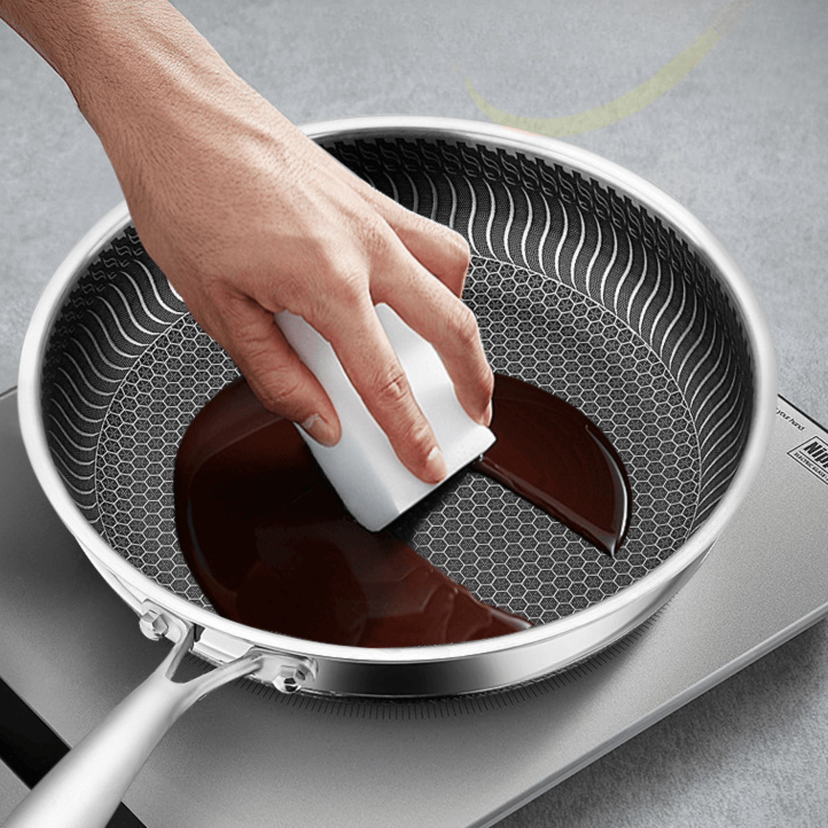 Double Sided Multipurpose Stainless Steel Non-Stick Honeycomb Frying Pan (26cm)