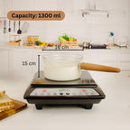 Multi-Functional Borosilicate Glass Pan with Wooden Handle (1300ml)