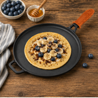 Heavy Duty Cast Iron Long Handle Tawa with Silicone Grip(28cm)