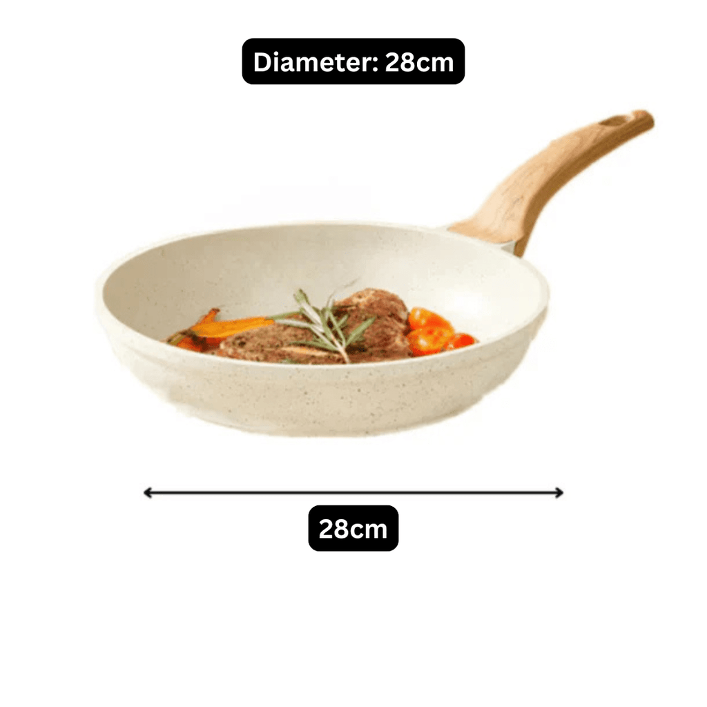 Maifan Stone Non-Stick Flat Bottom Frying Pan (White-28cm)