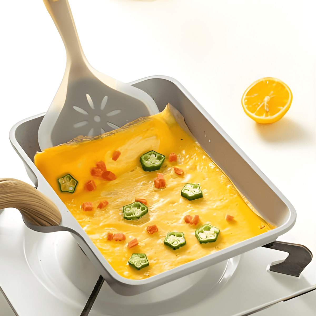 Premium Maifan Stone Non-Stick Breakfast Square Frying Pan With Spatula