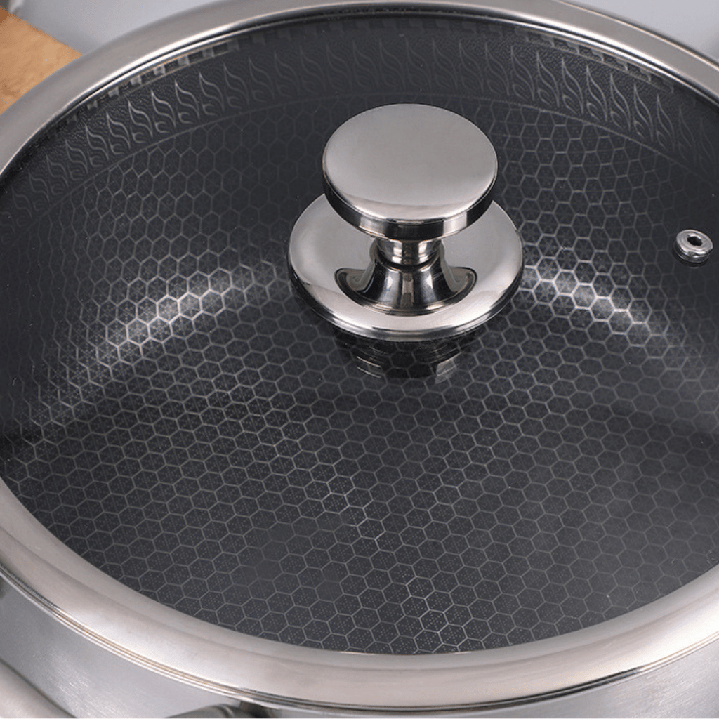 Stainless Steel Honeycomb Deep Cooking Pot With Lid (24cm)