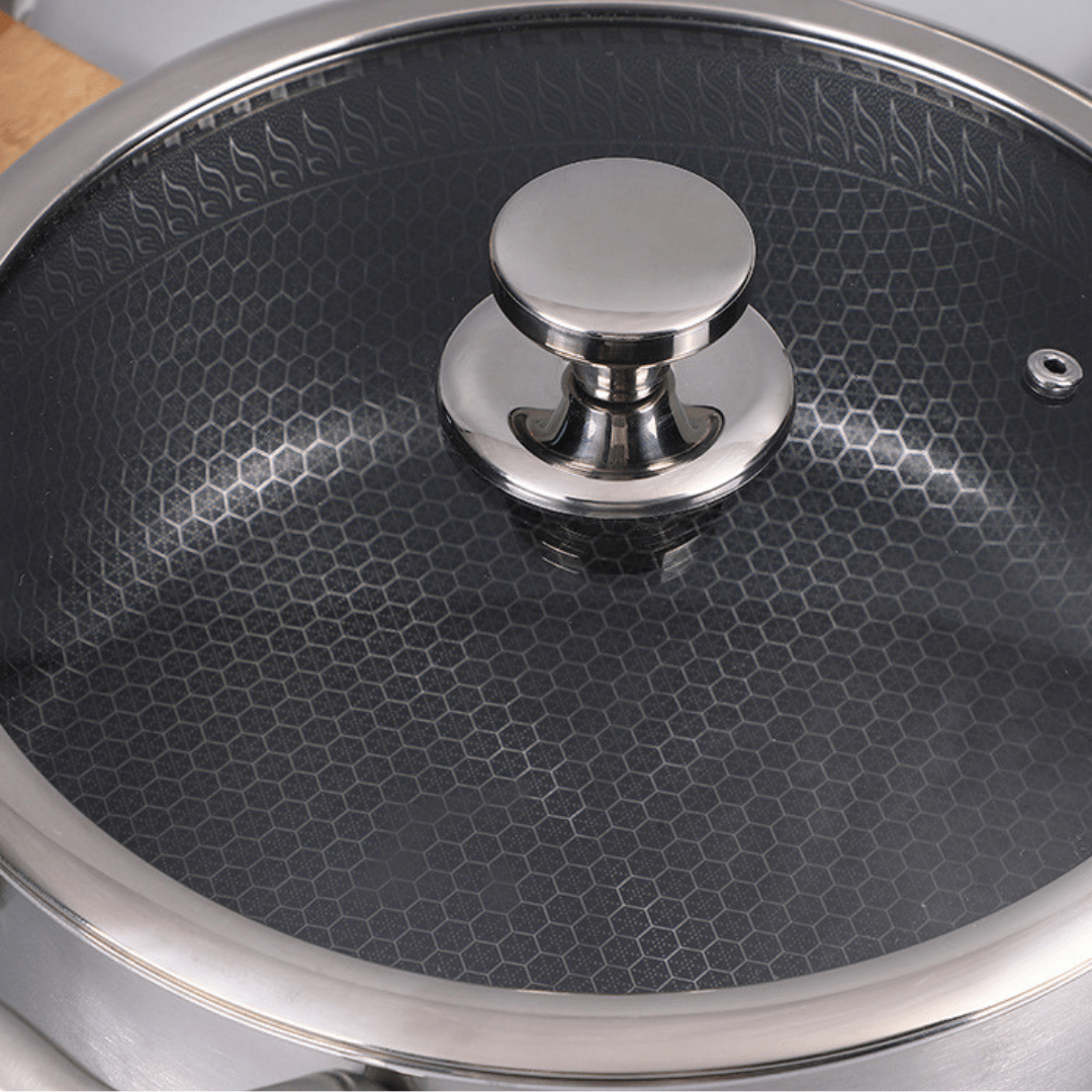 Stainless Steel Honeycomb Deep Cooking Pot With Lid (24cm)