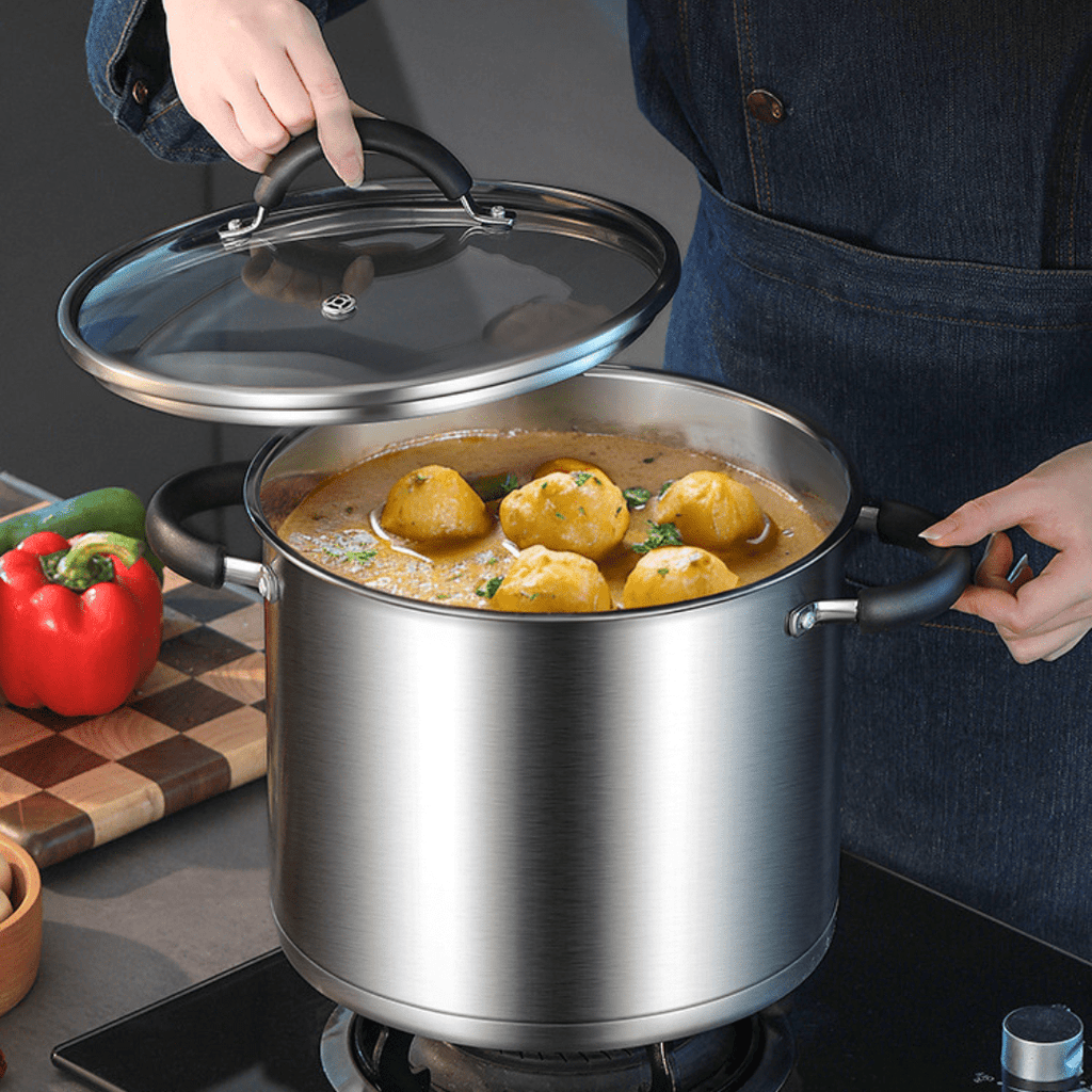 Stainless Steel Deep Cooking Pot with Lid (7.5L)