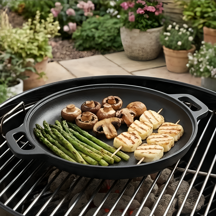 Heavy Duty Uncoated Cast Iron Flat Pan (28cm)