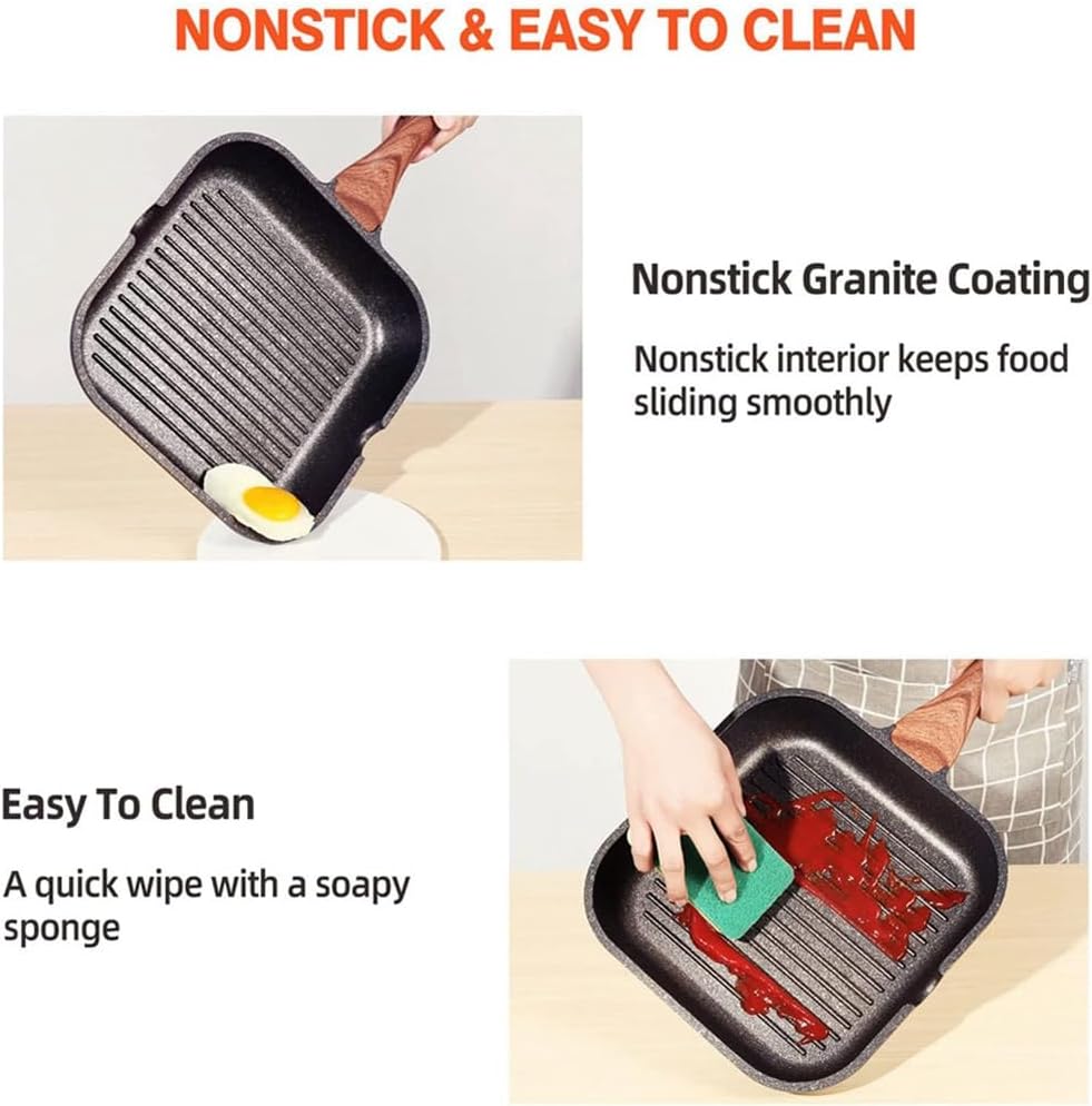 Maifan Stone Nonstick Grill Pan with Marble Coated (24cm)