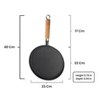 Cast Iron Non-Stick Tawa with Wooden Handle (23 cm)