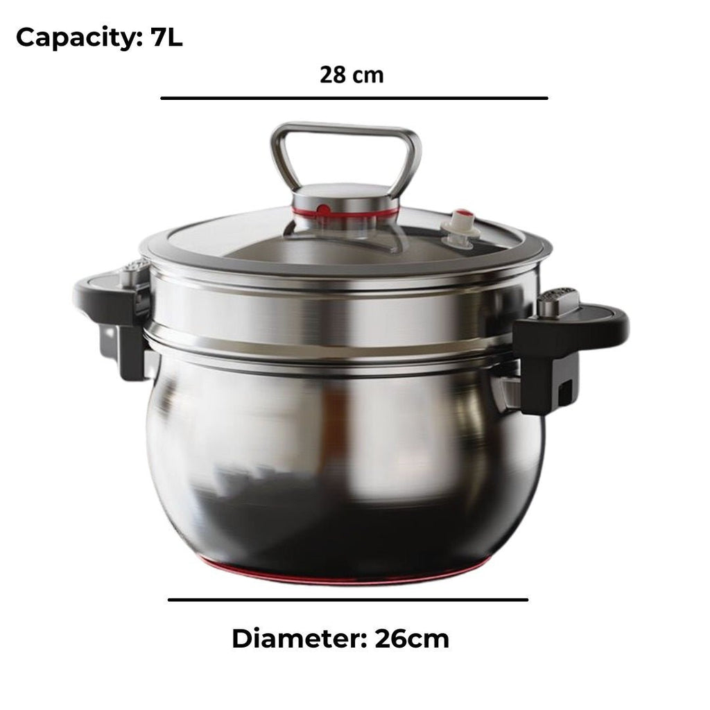 Multi-Stove Micro-Pressure Cooking Pot With Glass Lid (7L)