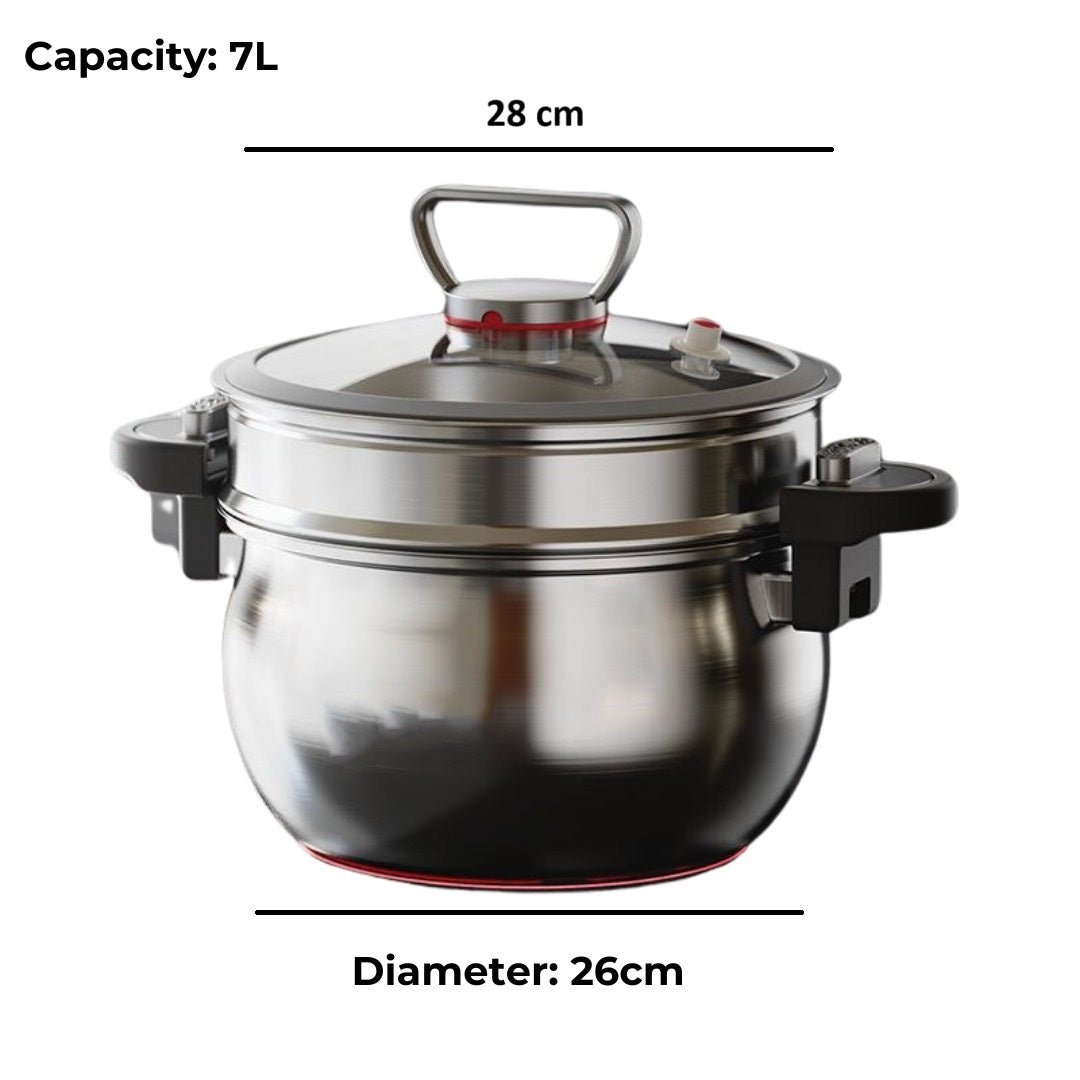 Multi-Stove Micro-Pressure Cooking Pot With Glass Lid (7L)