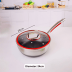Stainless Steel Multifunctional Honeycomb Deep Frying Pan with Lid(24cm)