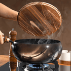 Multi-Purpose Cast Iron Cooking Pot with Wooden Handle (24cm)