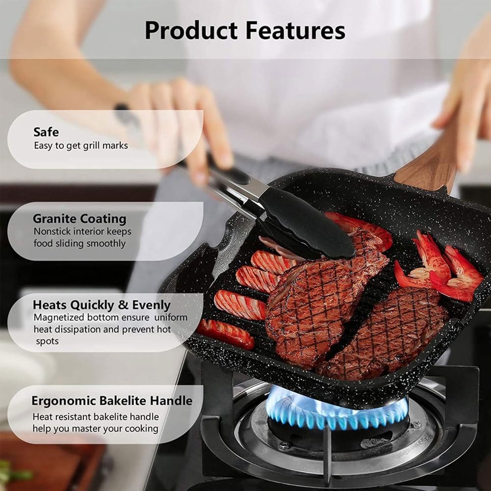 Maifan Stone Nonstick Grill Pan with Marble Coated (24cm)