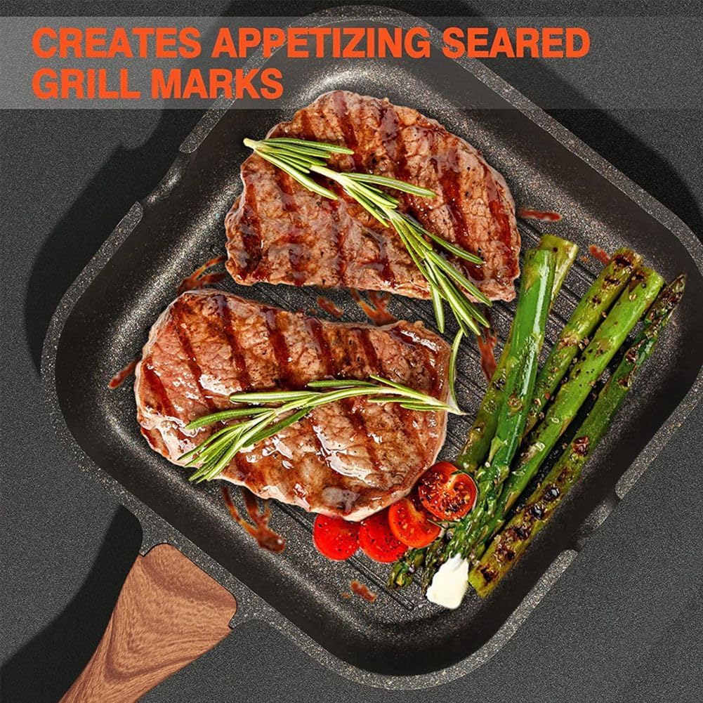 Maifan Stone Nonstick Grill Pan with Marble Coated (24cm)