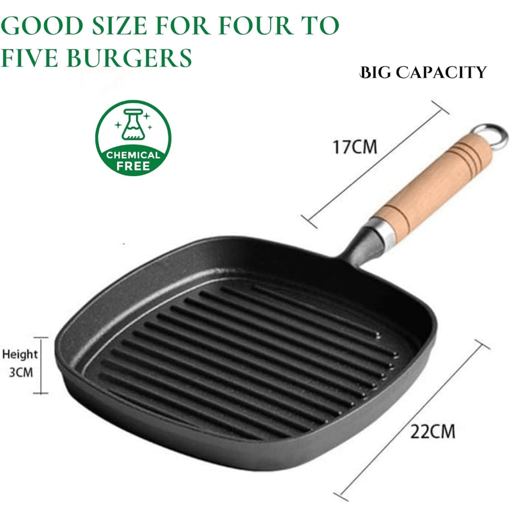 Non-Stick Cast Iron Grill Pan(22cm)