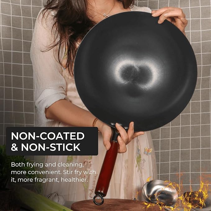 Heavy Duty Fine Iron Pan With Wood Handle