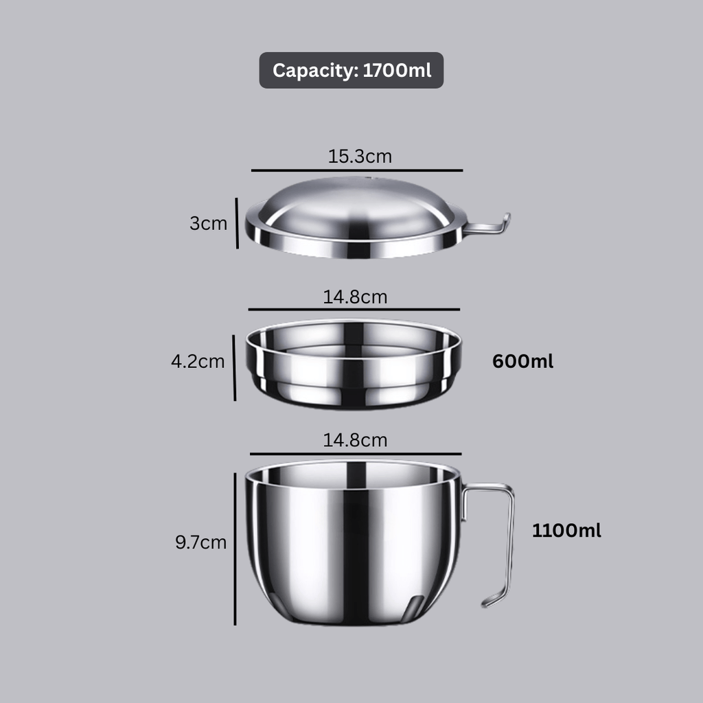Multipurpose Stainless Steel Cooking Bowl with Lid