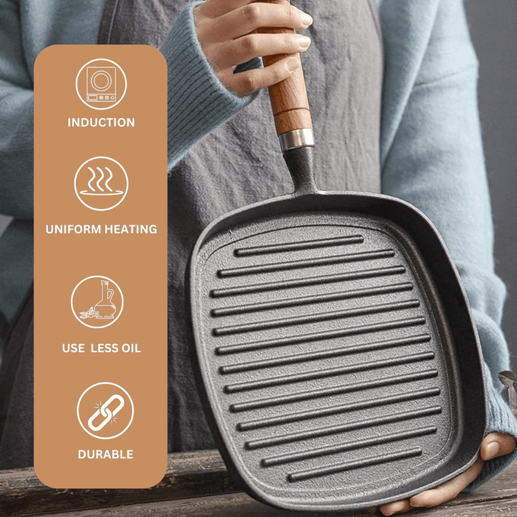 Non-Stick Cast Iron Grill Pan(22cm)