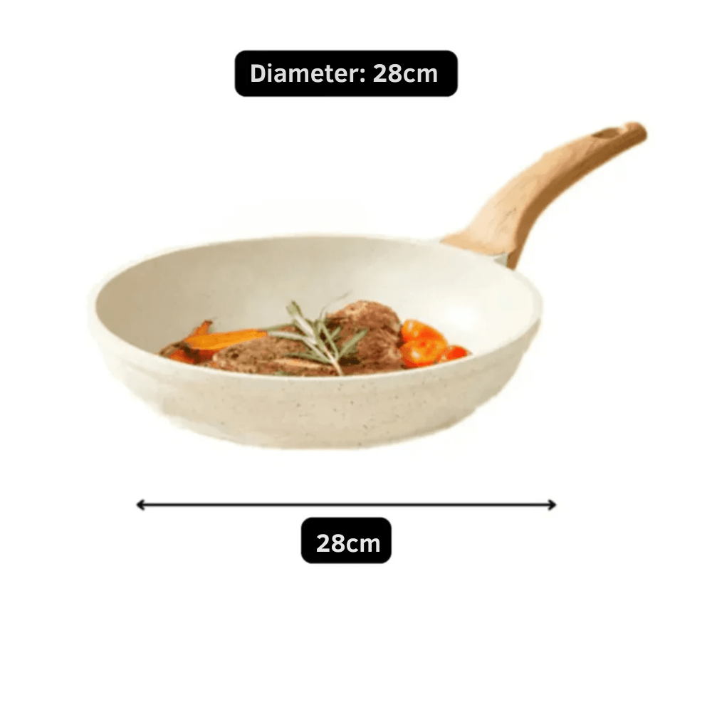 Maifan Stone Non-Stick Flat Bottom Frying Pan with Lid(28cm)