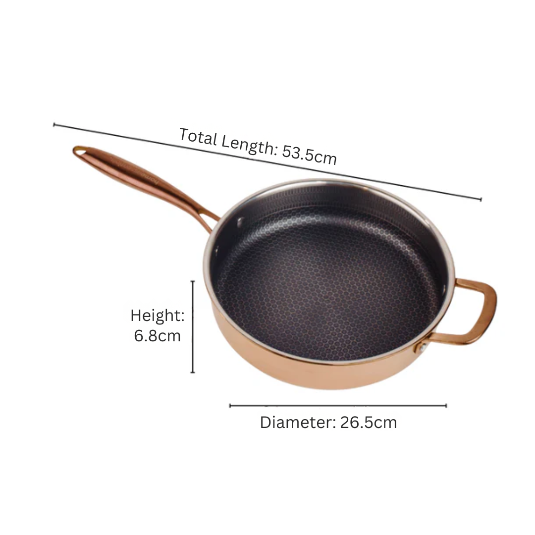 Multi-Purpose Copper Core Honeycomb Frying Pan With Lid (26cm)