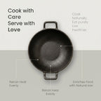 Heavy-Duty Natural Cast Iron Kadai with Silicone Grip(24cm)