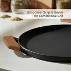 Premium Dual Handle Cast Iron Tawa with Silicone Grip(28cm)