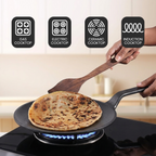 Multi-Functional Pre-Seasoned Cast Iron Tawa With Silicone Grip(26cm)