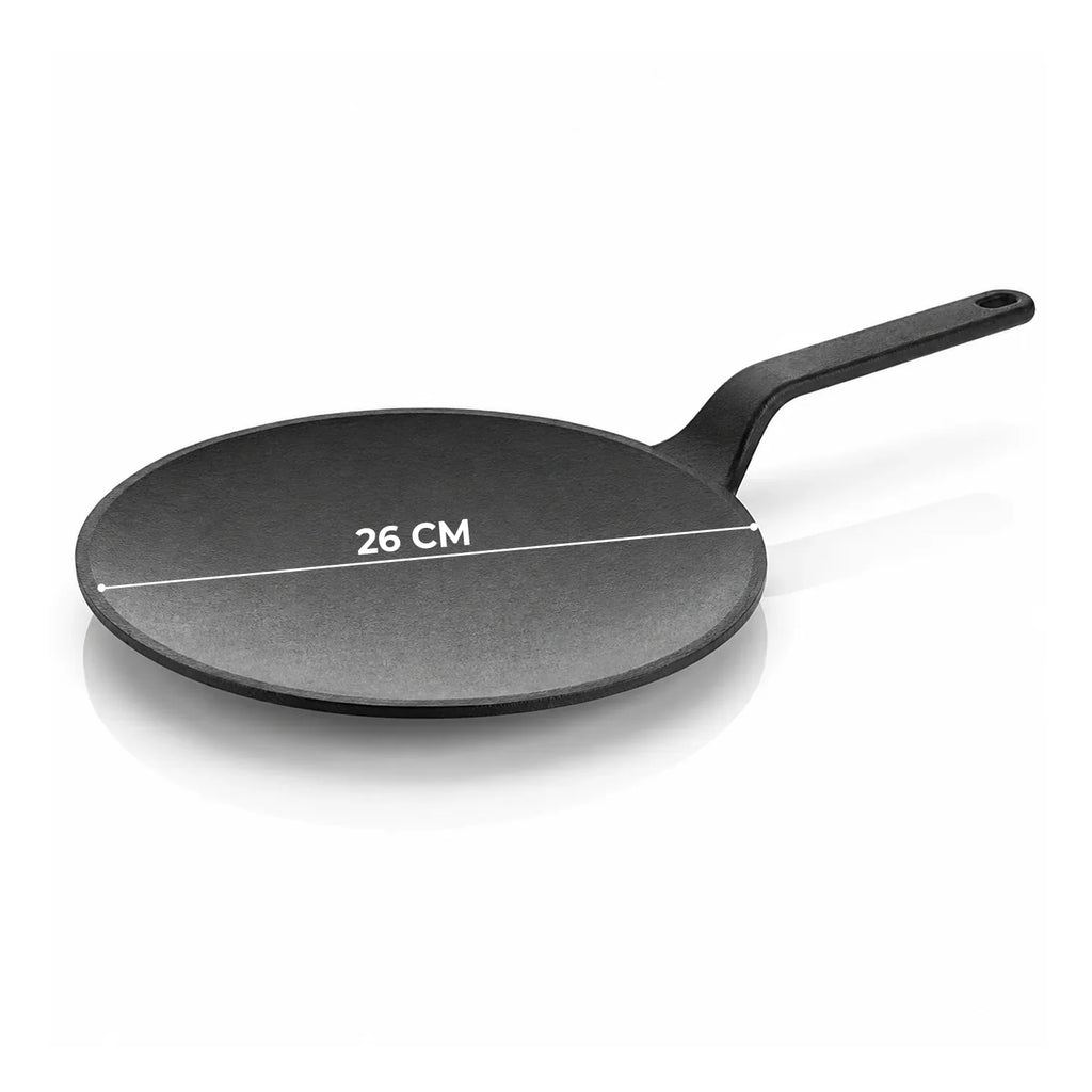 Multi-Functional Pre-Seasoned Cast Iron Tawa With Silicone Grip(26cm)