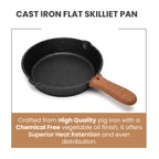 Multi Cooktop Cast Iron Flat Skillet Pan with Silicone Grip(20cm)