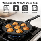 Heavy-Duty Cast Iron 7-Pit Appam Pan with Silicone Grip