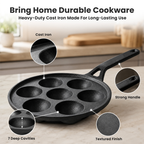 Heavy-Duty Cast Iron 7-Pit Appam Pan with Silicone Grip