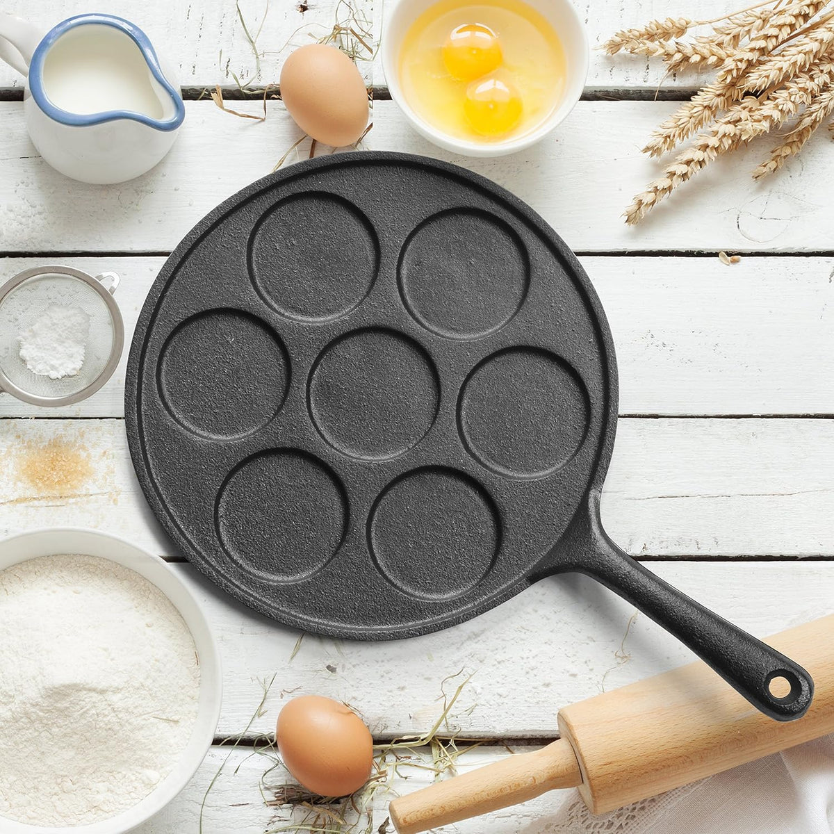 Cast Iron Mini Pancake Maker with Handle(23cm)