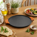 Heavy-Duty Cast Iron Cooking Tawa with Silicone Grip(30cm)
