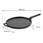 Heavy Duty Cast Iron Long Handle Tawa with Silicone Grip(28cm)