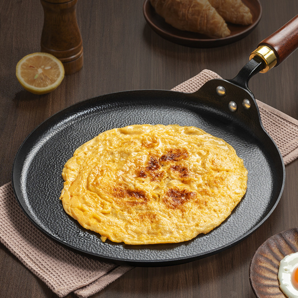Non-Stick Flat Bottom Cast Iron Frying Pan(28cm)