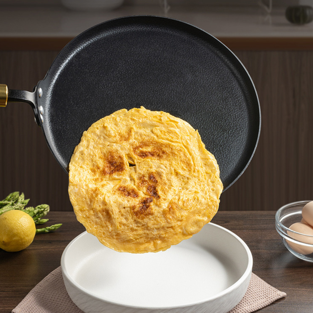 Non-Stick Flat Bottom Cast Iron Frying Pan(28cm)