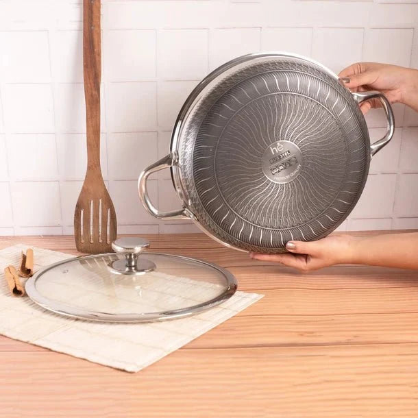 Multi-Purpose Stainless Steel Honeycomb Non-Stick Pan with Lid (28 cm)