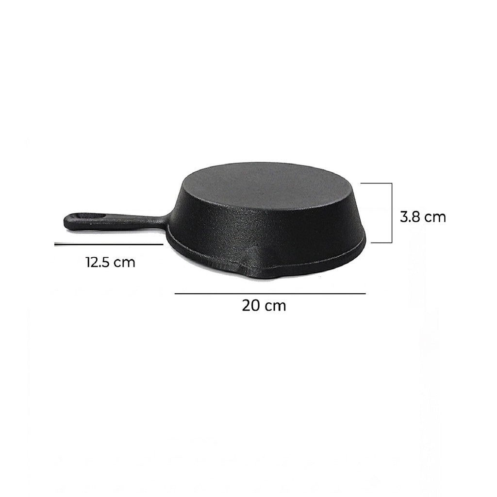 Multi Cooktop Cast Iron Flat Skillet Pan with Silicone Grip(20cm)