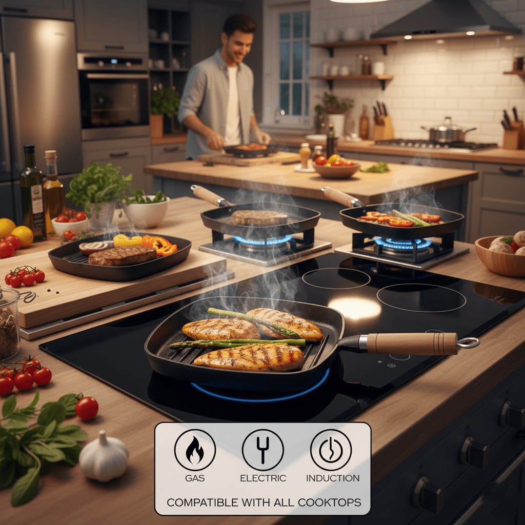 Non-Stick Cast Iron Grill Pan(22cm)