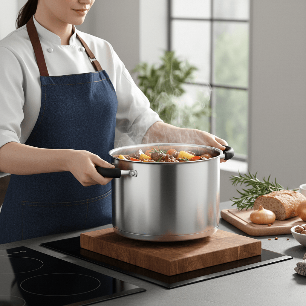 Stainless Steel Deep Cooking Pot with Lid (7.5L)
