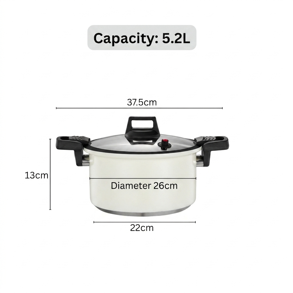 Stainless Steel Micro-Pressure Cooker with Glass Lid(26cm)