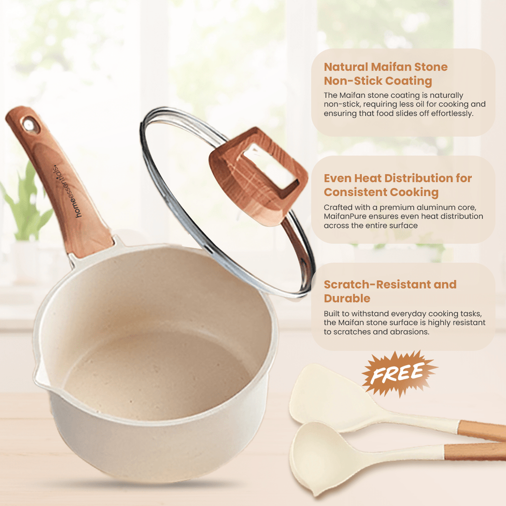 Maifan Stone Non-Stick Pot (White-18cm)