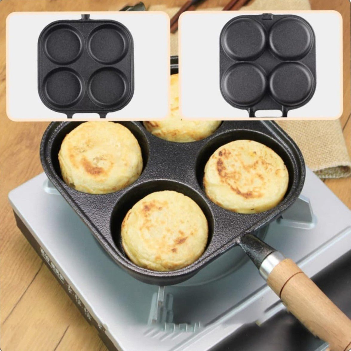 Multi-Hole Non-Stick Cast Iron Square Pancake Maker(19cm)
