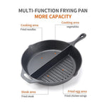 Multi-Purpose Cast Iron Flat & Grooved Cooking Pan(32cm)