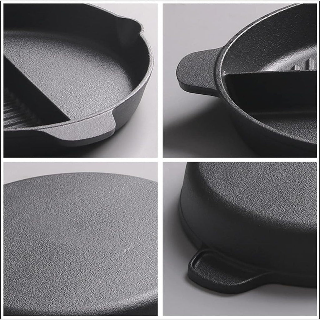 Multi-Purpose Cast Iron Flat & Grooved Cooking Pan(32cm)