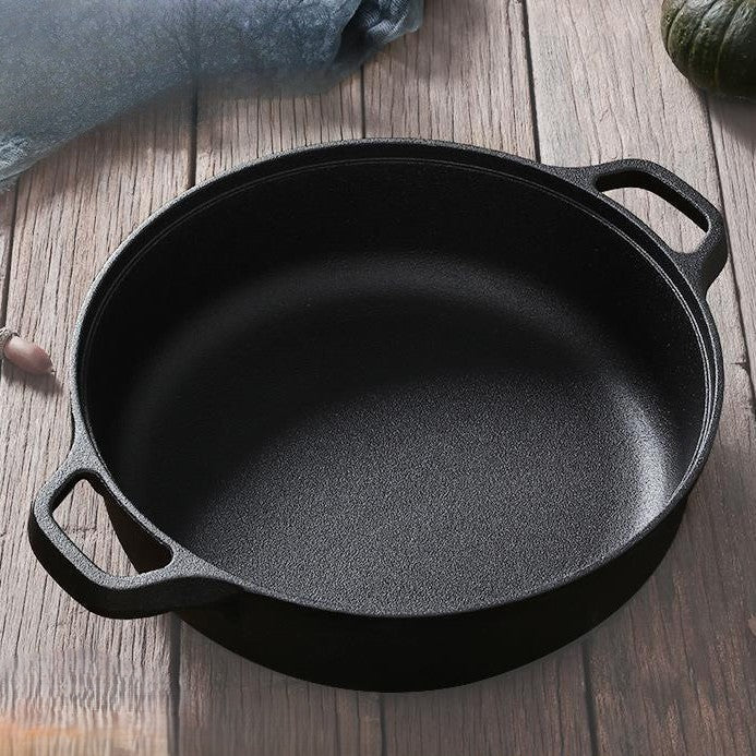 Multi-Purpose Cast Iron Skillet with Lid and Ear Handles (25cm)